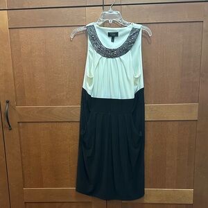 dressbarn Collection Black and Cream Embellished Midi Dress